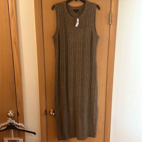 Anthropologie Current Air Cable Knit Sweater Midi Maxi Dress New Brown Size XL - Picture 3 of 12